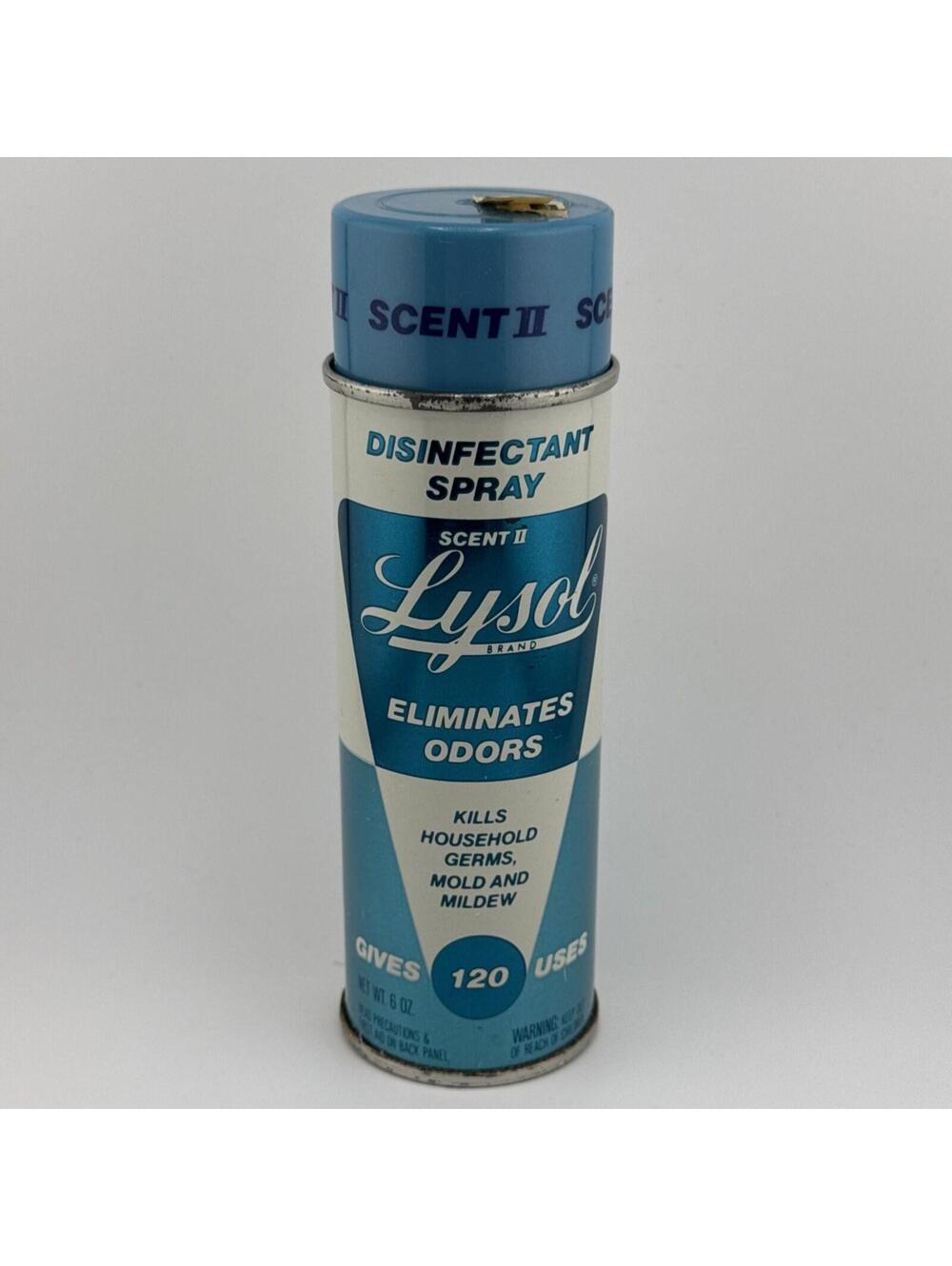 Vintage Lysol Scent 2 6oz Metal Spray Can Bottle Advertising Prop Display Full